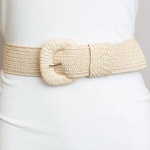Stretchable Boho Raffia Belt Natural